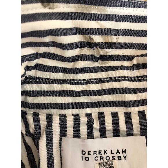 Derek Lam 10 Crosby Striped Blazer Single Breasted Cotton Jacket Blue & White 6 - Picture 8 of 12